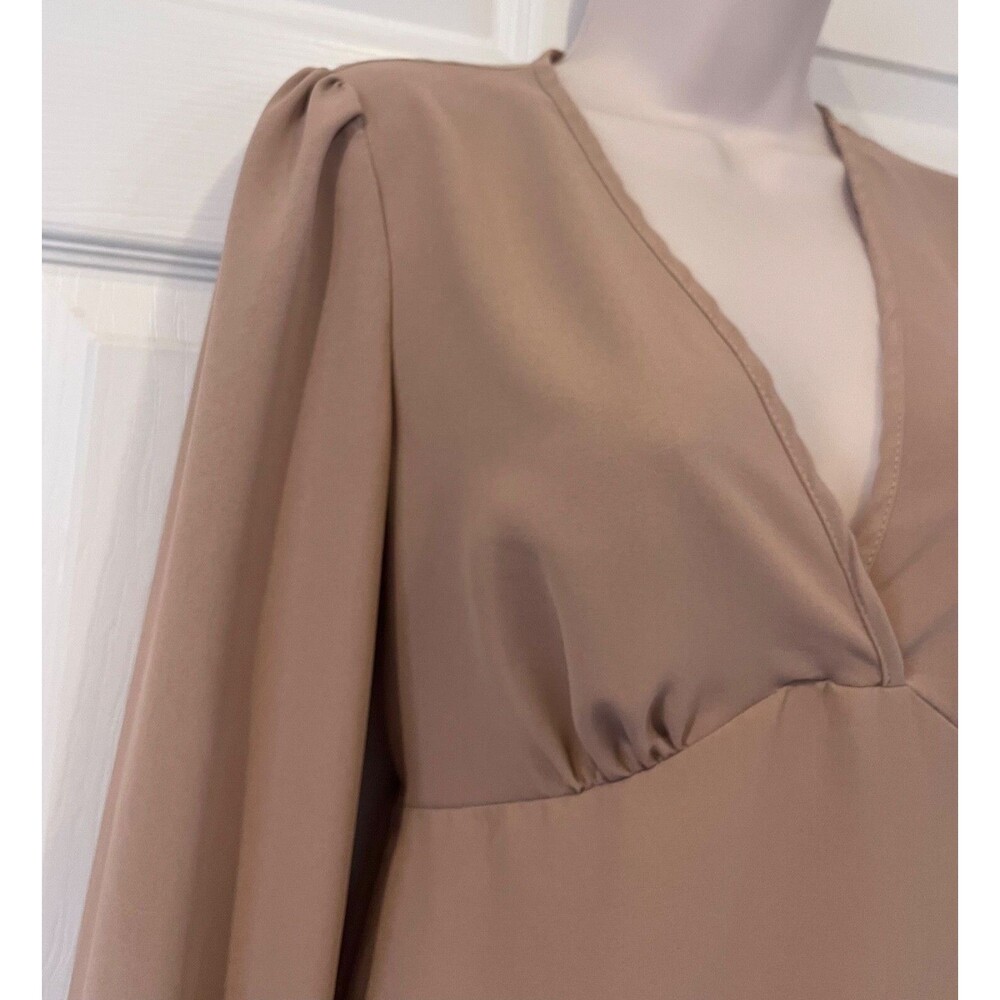 Empire Waist Puff Longsleeve Dress Womens XS Peach Fairy Regency Cottage Girly - Picture 4 of 8